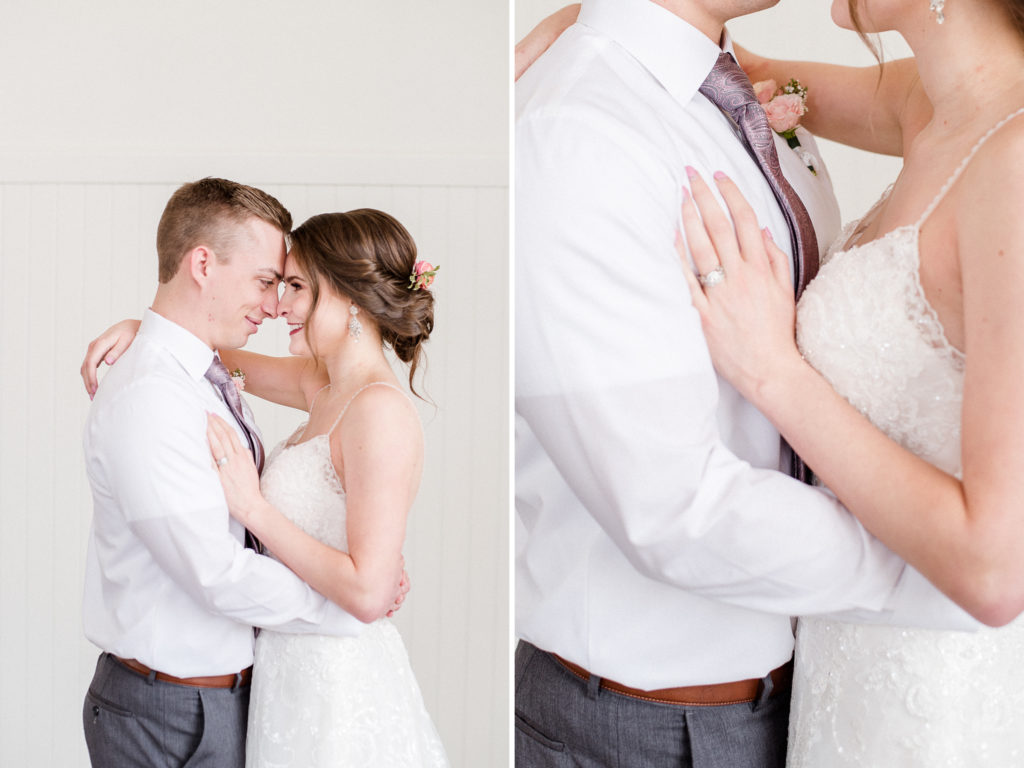 pretty in pink styled shoot bride and groom