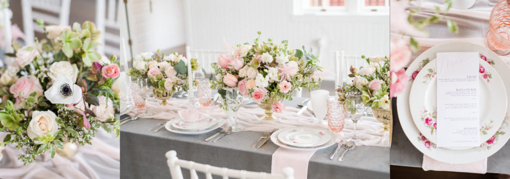 pretty in pink styled shoot floral pieces
