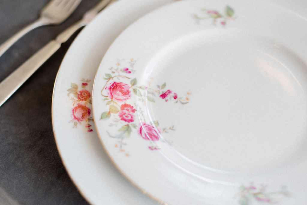 pretty in pink styled shoot floral plates