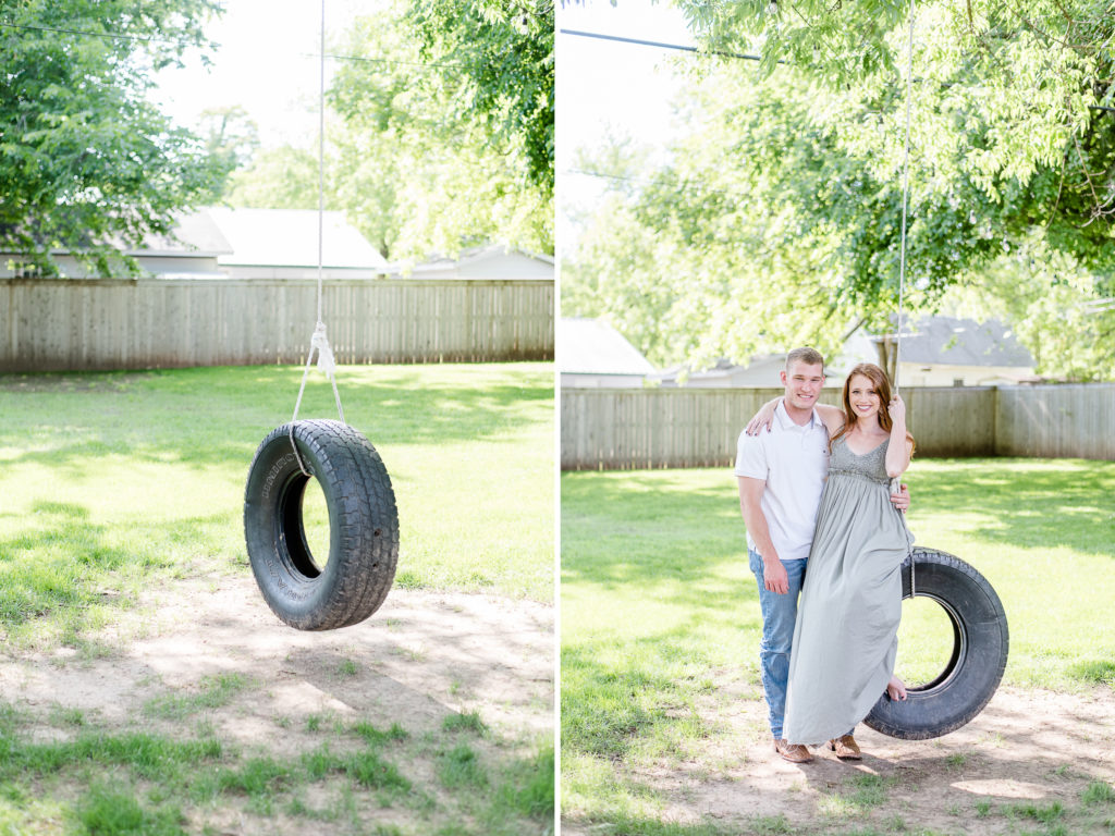 couple with a tire swing