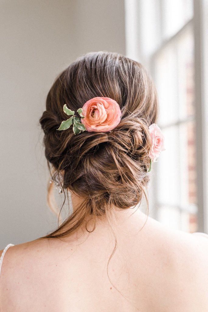 wedding hair with flowers