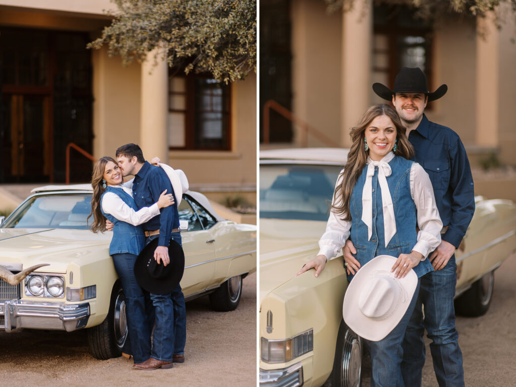 western engagement session classic car