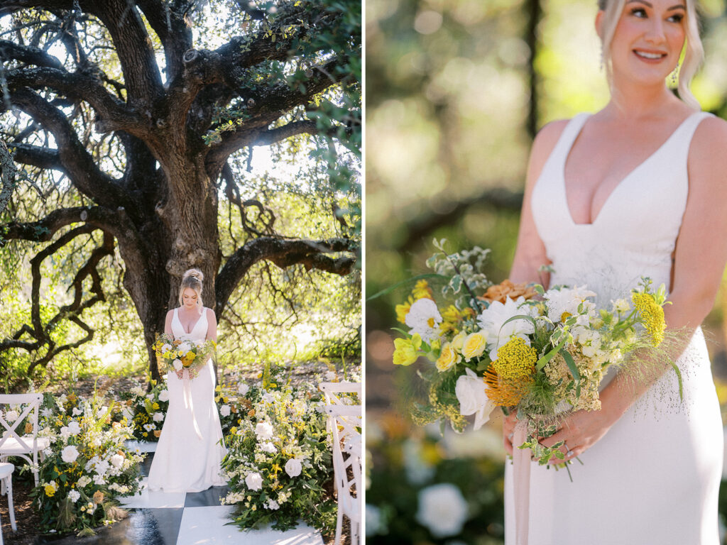 bride at yellow wedding ceremony