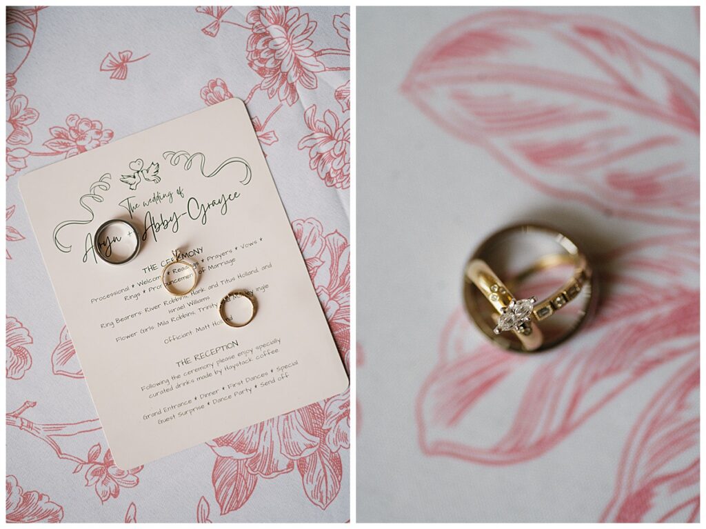 Wedding rings and invitation suite with elegant details