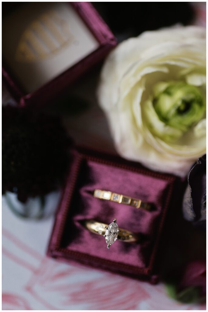wedding ring with deep rich tones
