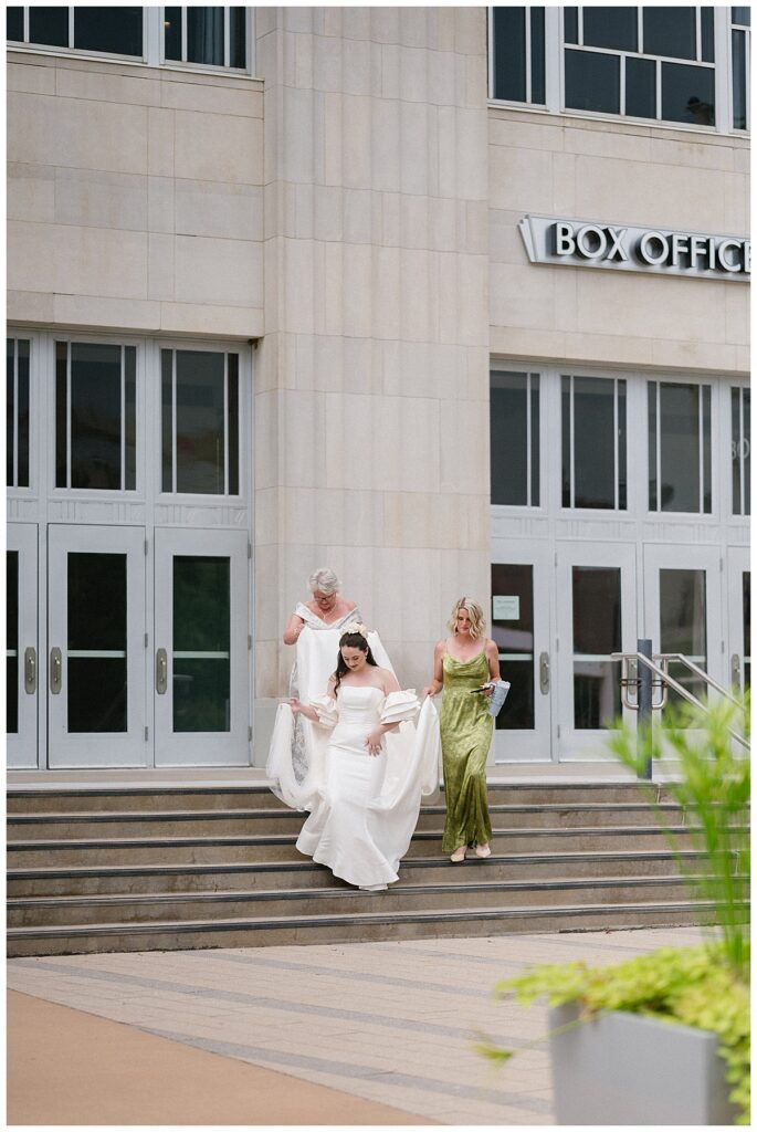 bride and her family walking together