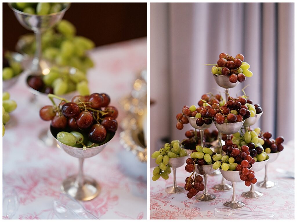 grape tower at wedding reception