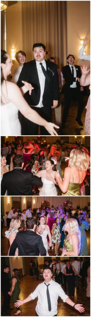 Guests celebrating and dancing during Oklahoma City wedding reception